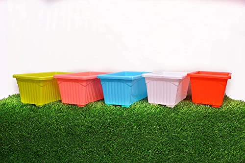 Image of Plastic Window Planters | Garden Planting Pots | Flower Plant Pots for Home Garden & Balcony | Flower Planters for Balcony and Terrace Gardens | Pack of 5 (Multicolor)