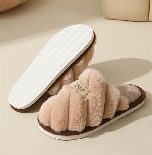Caistre Plush Slippers Women Winter Warm House Shoes Non-slip Indoor Thick-soled Furry Cotton Slippers Fleece Lining Bedroom Shoes4