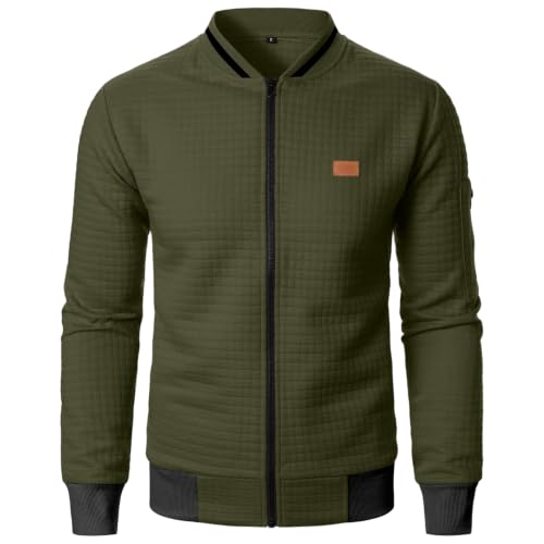 Lightweight Quilted Bomber Jacket Men Zipper Fall Jacket with Sleeve Pocket - image 5