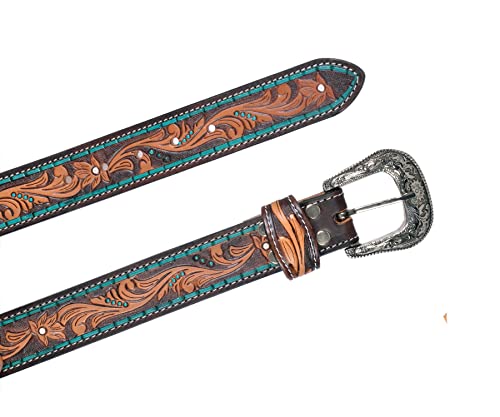 Western Heavy Duty Tooled American Leather Belt For Men and Women 30HQ0084