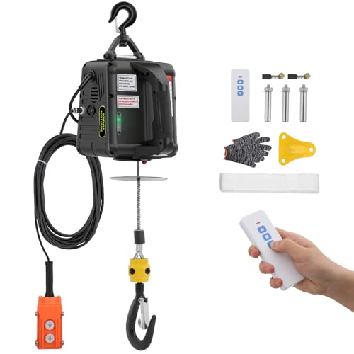 Palan Électrique 3 en 1 Treuil Électrique Portable 500 kg Treuil de Levage 1500 W Hauteur de Levage 7 m Vitesse 4 m/min Commande Manuelle, Filaire 6 m & Sans Fil 60 m