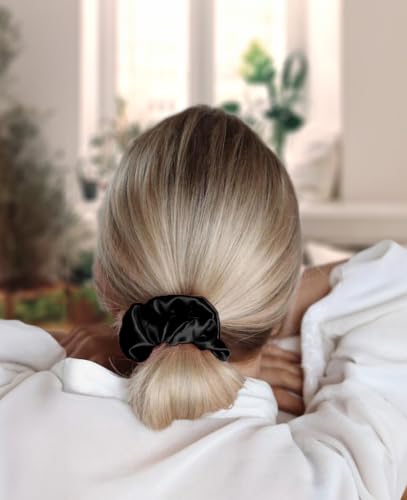 Image of Silvr Bear Luxury Satin Scrunchies Set for Women, Girls | Anti-Hair-Breakage Hair Ties