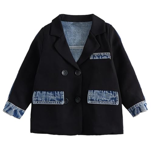 Amur Leopard Jungen Jeansjacke Kinder Mädchen Denim Jacke Langärmelige Übergangsjacke für Frühling und Herbst, Schwarz, 146 (Etikettengröße: 150)