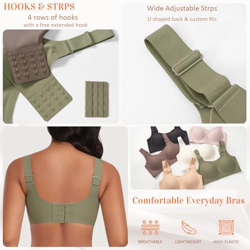 Image of Wireless Jelly Seamless Bras for Women No Underwire Tshirt Full Coverage Padded Bra Comfortable Everyday Bralettes