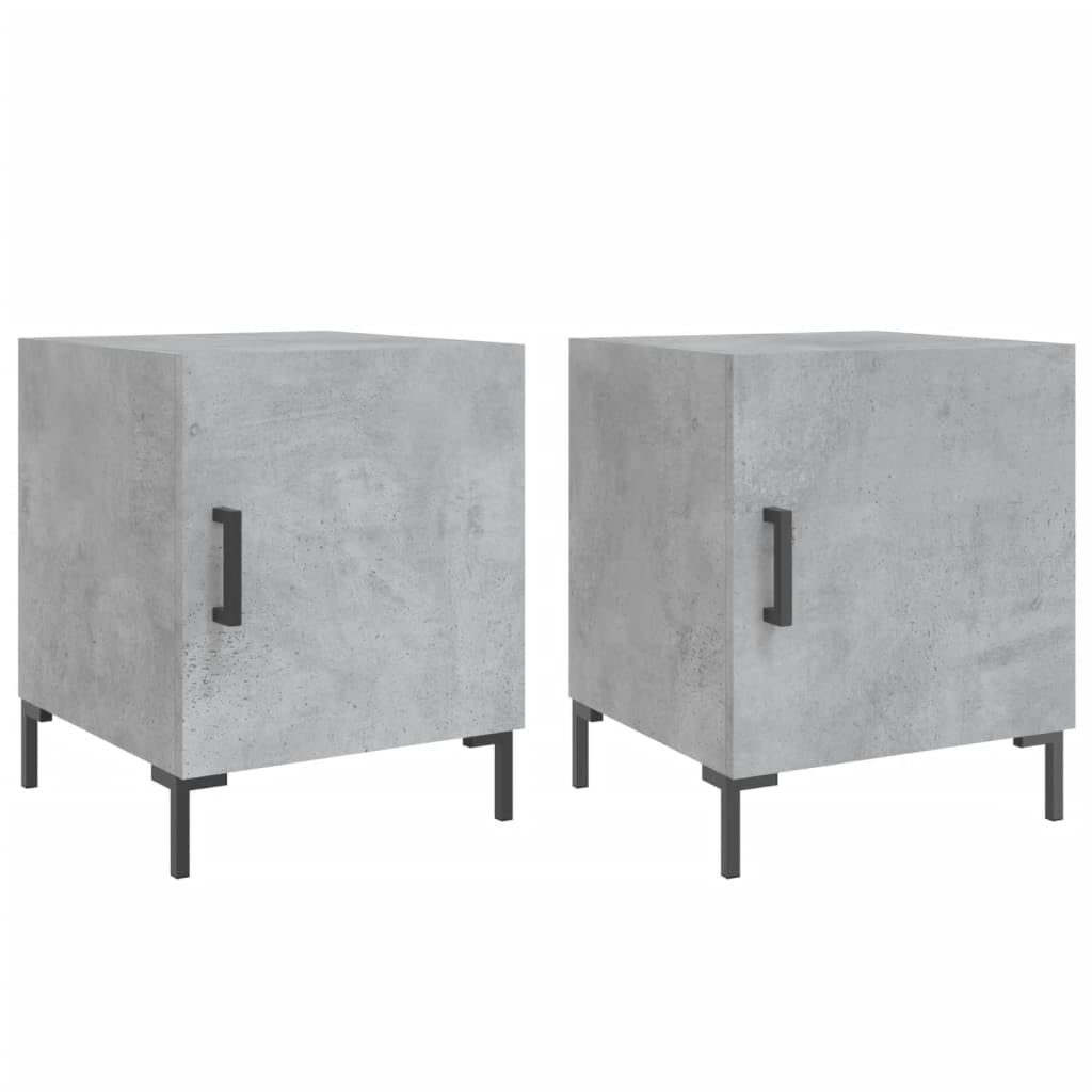 Table de nuit moderne en bois d'ingénierie, lot de 2 tables de chevet gris béton