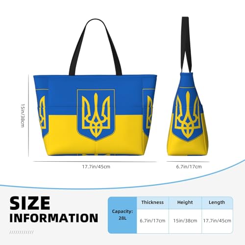 Ukrainian Flag Women Large Beach Bag Travel Weekender Foldable Tote Bag for Pool Beach Vacation Gym4