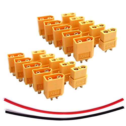 JFtech XT60 Connectors Male & Female Plug RC Battery Connector with Heat Shink for RC Airplane Quadcopter Lipo Battery ESC (Pack of 10 Pairs)
