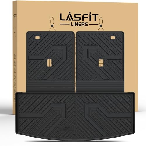 Image of LASFIT Cargo Mat for Ford Explorer 2020-2025 2026 Trunk & Backrest Liner | Custom Fit All Weather Protector Split Design Easy Installation Wash Trunk with Seatback Mat SUV Car Accessories, 1pc Black