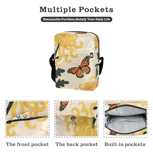Autumn Peony Butterfly small messenger bag for women shoulder bag men Casual Womens Purse Adjustable Strap for Casual work2