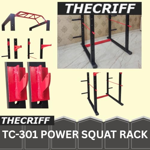 Image of Commercial Power Rack - Heavy-Duty 4x2 Squat Rack with Monkey Bar, J-Hooks, Squat Locks & Olympic Weight Plate Storage|Adjustable Strength Training Cage for Home Gym & Commercial Use (TC301)