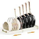 Dayacoco Pots and Pans Organizer Under Cabinet with 10 Adjustable Compartments - Pot Lid Holder, Expandable Pan Organizer for Cabinet, Pot Rack for Kitchen Cabinet, Frying Rack, Lid, Cookware,1 Pcs