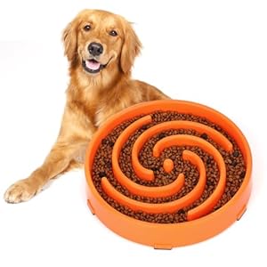 Slow Feeder Large Dog Bowls for Large Medium Dog Non Slip Maze Puzzle Bowl Pet Slower Food Feeding Dishes Interactive Bloat Stop Dog Bowl Preventing Choking Healthy Dog Bowl,Orange