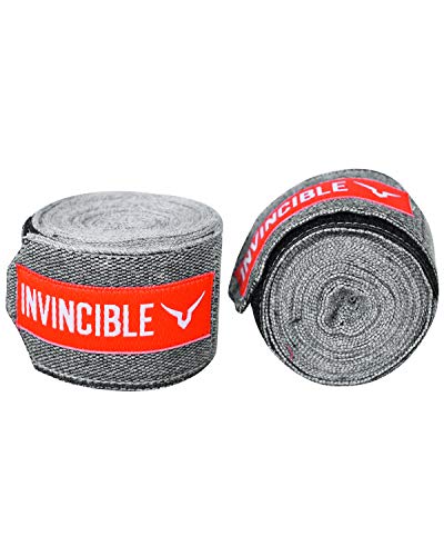Image of INVINCIBLE Nylon Mexican Style Semi-Stretch Hand Wraps (Grey-Melange, 4.5 Meter)