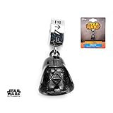 Disney Star Wars Officially Licensed Stainless Steel Black IP Darth Vader Helmet Dangle Charm