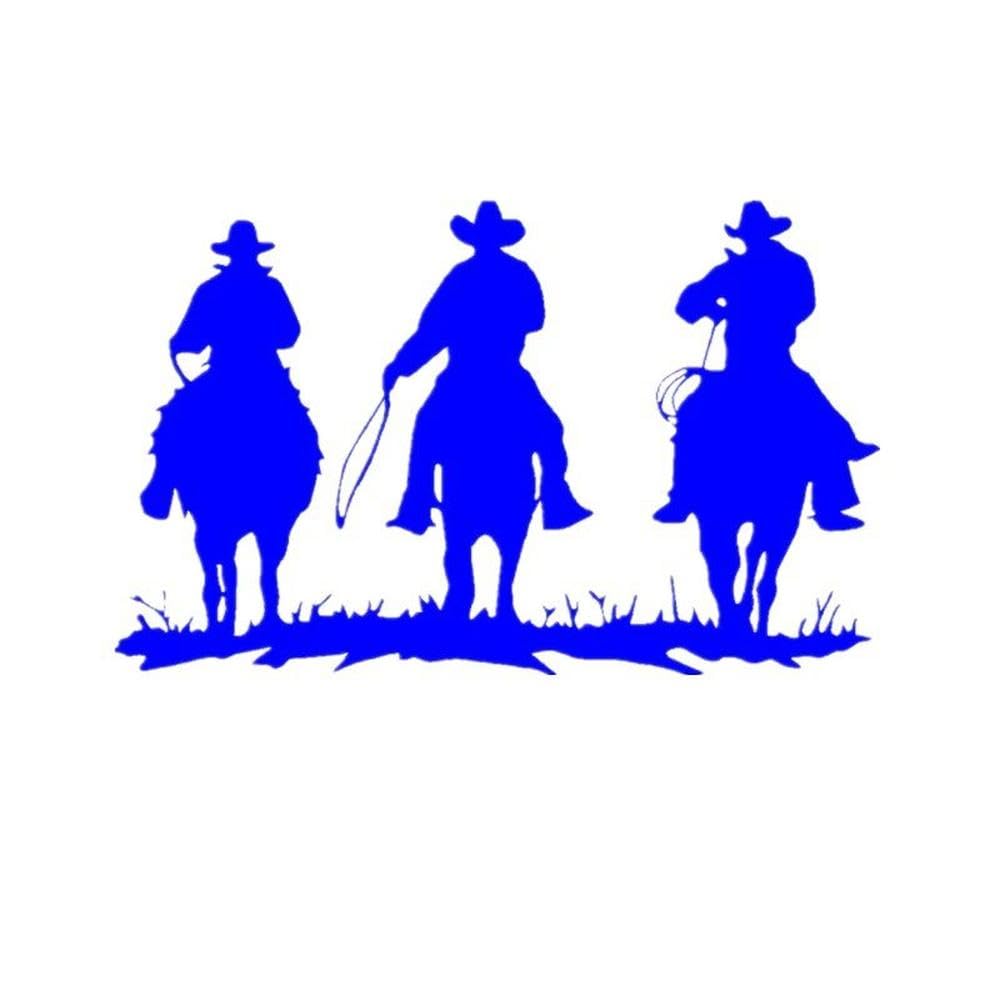 Cowboys On Horses Die Cut Vinyl Decal Car Sticker Waterproof Auto Decors On Bumper Window Laptop(Blue)