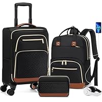 RAINSMORE Carry On Luggage 22x14x9 Airline Approved, 20 Inch Softside Suitcases with Wheels, 3 Piece Luggage Sets, Rolling Carry On Suitcase with TSA Lock for Travel Weekender