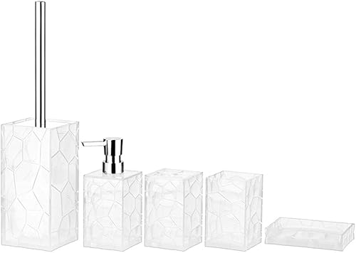 KLKCMS Juego de accesorios de baño juego de 5 piezas soporte para cepillo de dientes taza para cepillo de dientes dispensador de jabón jabonera