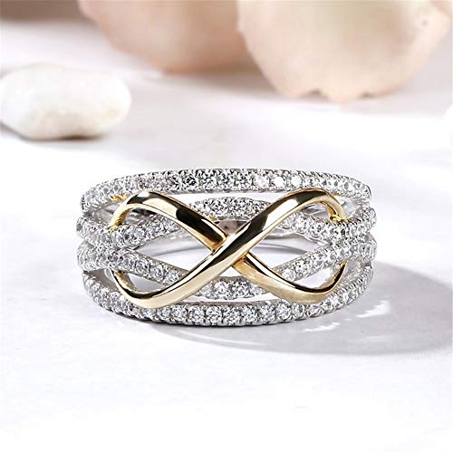 Jeulia 1 Carat Wedding Band for Women Sterling Silver Infinity Cubic Zirconia Rings Two Tone Solitaire Engagement Rings Promise Anniversary with Jewelry Gift Box3