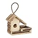 Relaxdays Vogelhaus zum Aufhängen, klassisches Vogelhäuschen aus Holz, handgemachte Vogelvilla zur Dekoration, natur