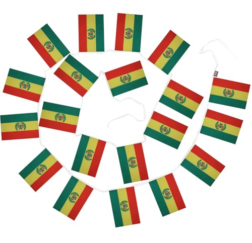 Image of AZ FLAG Bolivia 6 meters BUNTING Flag 20 flags 9'' x 6'' - Bolivian STRING flags 15 x 21 cm