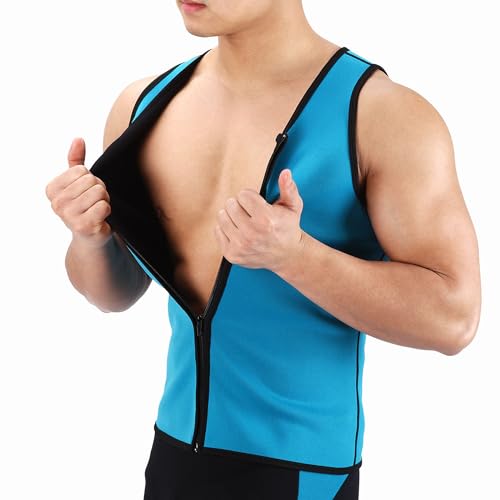 Damul Men’s Sauna Vest for Weight Loss Zipper Neoprene Waist Trainer Sweat Shapewear Slimming Tank Top Body Shaper for Gym Workout Fitness and Fat Burn