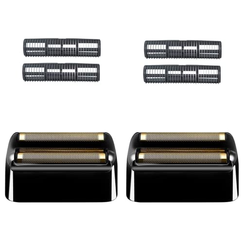 Replacement Foil and Cutters Compatible with BaBylissPRO Barberology Cordless Metal Double Foil Shaver FXFS2 (FOILFX02) (Black/2pc)