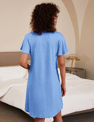 Image of Ekouaer 2 Pack Nightgowns for Women Short Sleeve Nightshirt Soft Sleepdress