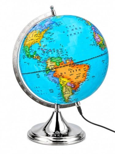Image of Educational World Globe for stunets and Teachers (12 Inch Illuminated Hindi Language, 8 Inch Dia)