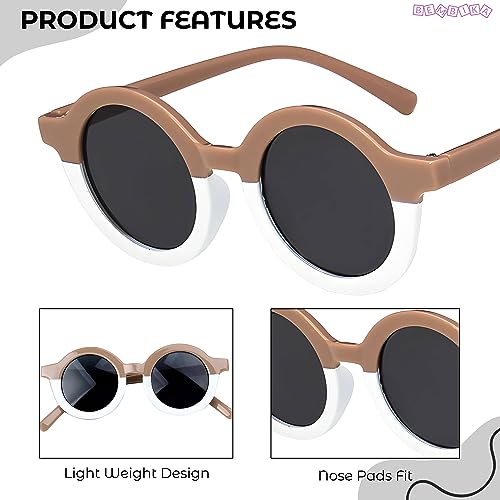 Image of Bembika Fashionable Sunglasses for Kids Baby Girls and Baby Boys, Stylish Eyewear for Kids Dual Color Design Glasses for Kids Fancy Style Goggles - (Brown)