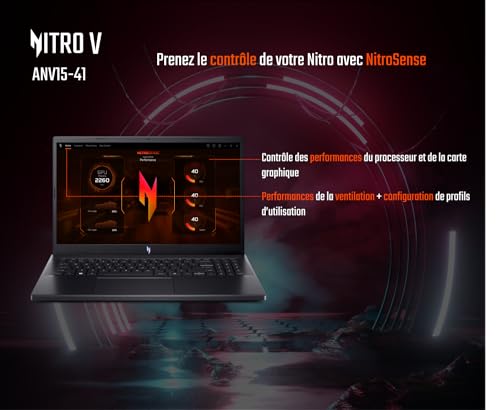 PC Portable Gaming Acer Nitro V 15 ANV15 41 R4FG 15 6 Full HD 144 Hz AMD Ryzen™ 7 RAM SSD Nvidia GeForce RTX 4050 - vue 3
