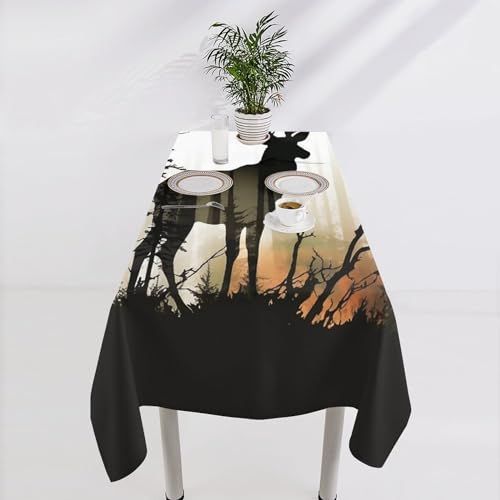 Nappe en lin d&eacute;coration rustique antitache pour table carr&eacute;e - 5