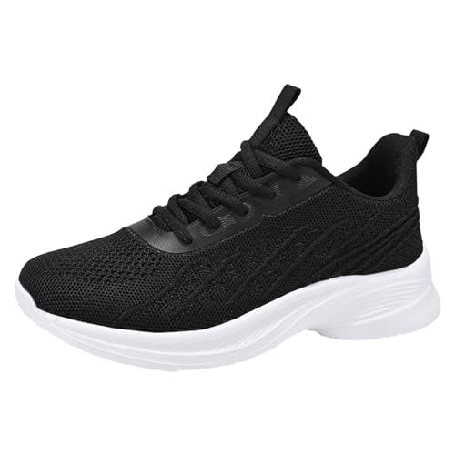 Zapatillas Sneakers Mujer - Zapatillas De Deporte para Mujer Nuevo Diseño A La Moda Franjas Malla Transpirable Y Cómoda Zapatos Informales para Todas Las Estaciones (Black 38)