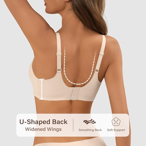 Image of Bras for Women No Underwire Seamless Wireless Scalloped V Neck Bralette