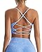 RUNNING GIRL Sports Bras for Women,Sexy Crisscross Back Seamless Padded Sports Bra Medium Support with Removable Pads(2935Blue_S) Blue