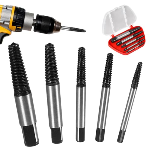 Juego de extractor de tornillos de 5 piezas, extractor de enlaces profesional, extractor de tornillo, extractor de tornillo con soporte para la extracción de tornillos dañados