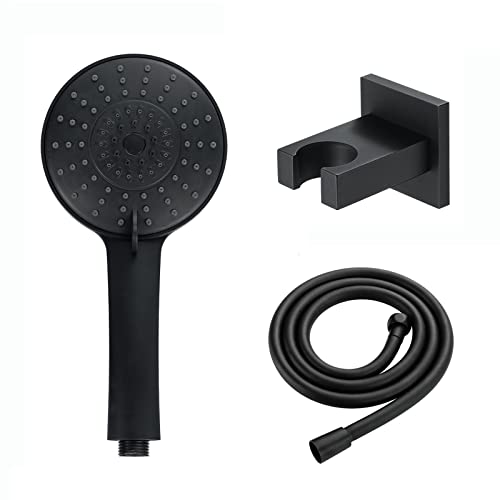Set de regadera manual negra con manguera de 1.5 metros