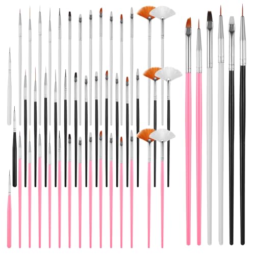 45 PCS Cookie Paint Brushes Food Safe Paint Brushs Kit Cookie Decorating Brush Cake Decorating Brushes Food Paints Fondant Brush DIY Tool Set Icing Pastry Brushs for Painting Baking Black and Pink