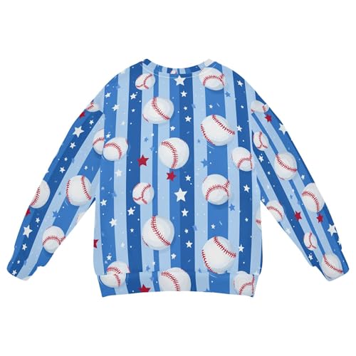 Wudan Baseball Star Blue Stripes Little Boys Hoodie Sweatshirt Crewneck Fall Tops Shirts2