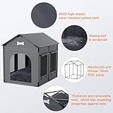 Hundehütte für den Innenbereich, Größe XL, weich mit Rahmen, wasserdichtes Haustierhaus für mittelgroße und große Hunde, warme Hundehöhle, Schlafnest mit weichem Kissen, 86 x 68 x 86 cm, Dunkelgrau
