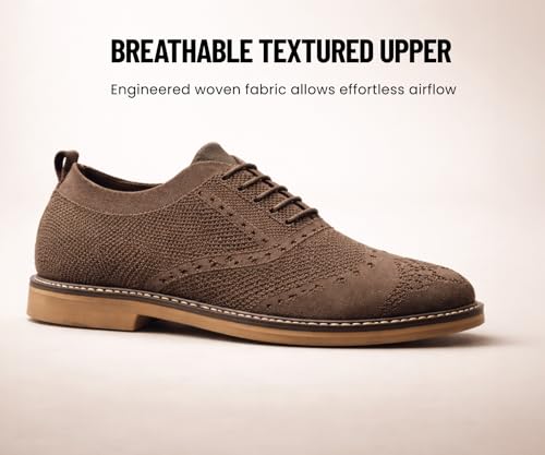 Image of Kraasa Men's Casual Sneaker Lace-Up Oxford Shoes | Breathable Knit Upper | Lightweight & Comfortable | Stylish Brown Sole | Office