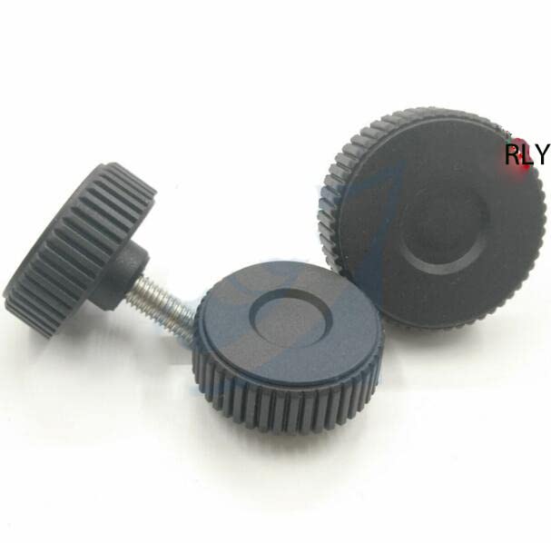 2pcs M8 M10 concave hand screw knob nylon round head black embossed hand wheel plastic mesh handle stainless steel bolt - (Dimensions: M8 x 90mm)