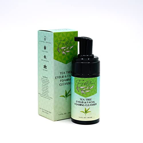 Twig & Olive Tea Tree And Green Tea Eyelid & Facial Foaming Fast Acting Non-Irritating Cleanser That Removes Make Up, Dirt, Debris, And Oil Liquid Soap 100% Vegan Free #TOP3
