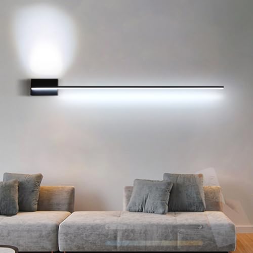 Lámpara de Pared 2700K-6500K Regulable Aplique LED Lineal Moderno Interior Negro Largo Rectangular