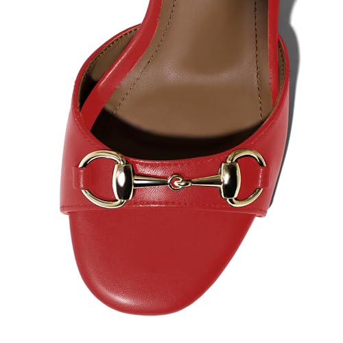 Image of iadore Women Fashion High Block Heel Shoes Strappy with Buckle Fashion Studded Round Open Toe Summer Dress Sandals Size 5-12 US