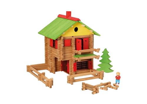 JEUJURA - Mon Chalet en Bois - 225 Pièces en Hêtre - Jeu de Construction Enfant dès 5 Ans - Chalets à Monter et Démonter avec Nombreuses Possibilités de...
