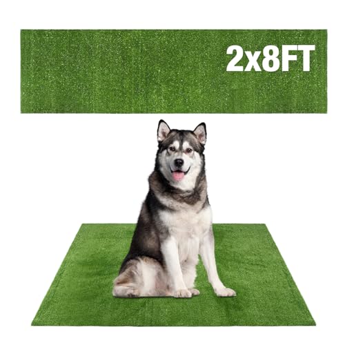 Image of GLOBREEN Large Dog Grass Pee Pad, 2FTx8FT Artificial Grass Puppy Potty Training, Indoor Outdoor Pets Turf Balcony Patio Yard