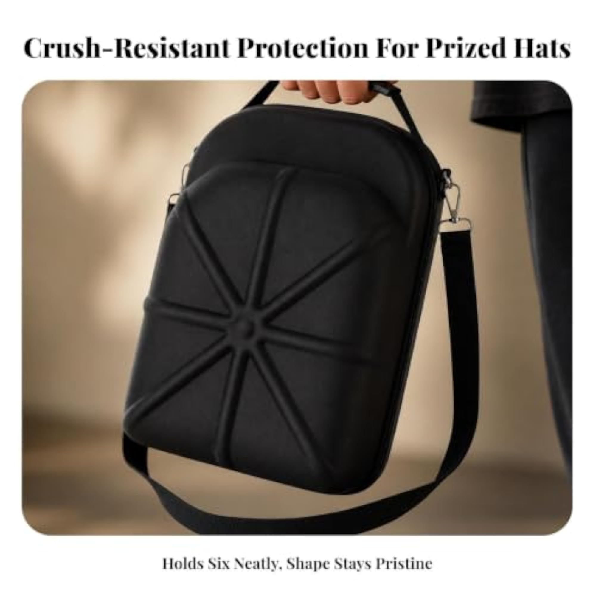 Crush-Resistant Cap Storage Case for 6 Hats, Camo Design