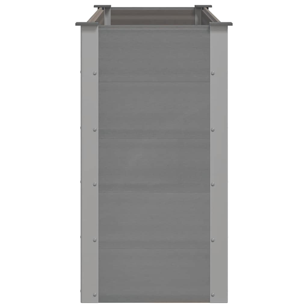 Podwyższona donica ogrodowa WPC 150x50x91 cm szara podwyższony ogród drewniano-plastikowy podestowy kwietnik z aluminium wysoka skrzynia na rośliny na taras balkon łatwy montaż
