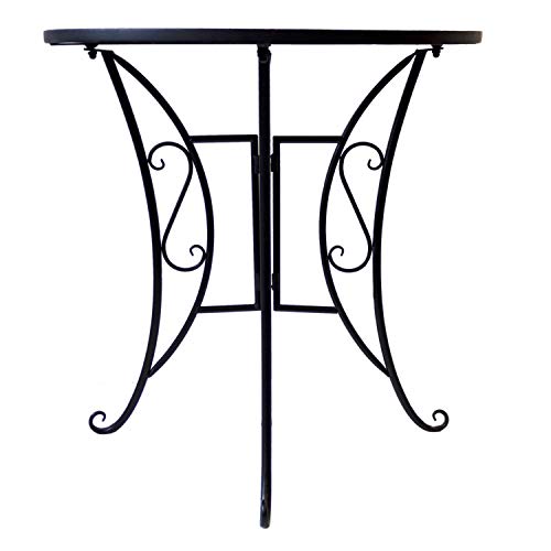 Wohaga Mosaiktisch halbrund 70x35cm Balkontisch Gartentisch Beistelltisch Bistrotisch Eisen Keramik Schwarz/Grau/Grün… – Bild 5
