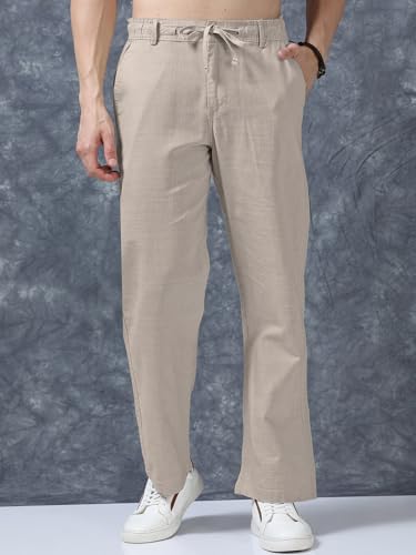 Image of Vogaan Men's Cotton Blend Casual Trousers Pants | Stylish Comfortable Trousers for Office Work and Outings